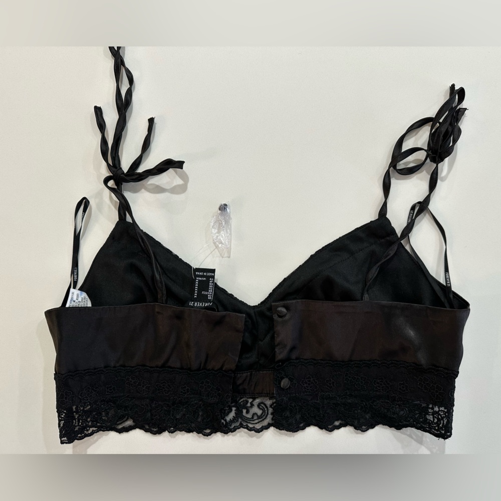 Elegant Black Lace Trim Bralette from Forever 21